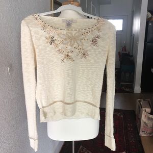 Free People Sweater Cream Boho Small